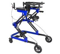 SAYEYBU Deambulatore Medico Regolabile con Addestramento Posizione Eretta, Deambulazione e all'Uso Carrello, Altezza Regolabile, Antiribaltamento, Ausilio Mobilità Multifunzione,Blu,2 in 1