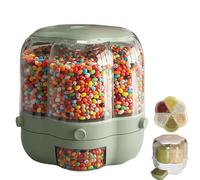SAYEYBU Distributore Caramelle con Rotazione 360° con 6 Scomparti, Contenitore per Alimenti a Scomparti Multipli, Contenitore Ermetico Alimenti con Coperchio per Snack, Cereali, Legumi,B Green,M