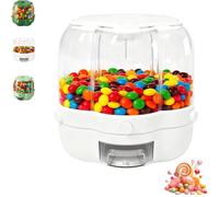 SAYEYBU Distributore Caramelle Girevole 360° con 6 Scomparti, Distributore Caramelle Tavolo Girevole, Contenitore Trasparente Multiuso, Contenitore Grande capacità, per Caramelle, Riso,Bianca,M