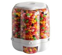 SAYEYBU Distributore Caramelle Girevole 360° per Dolcetti, Distributore Caramelle con 6 Scomparti, Divertente Contenitore Snack con Sistema Pressione, per Riso, Cereali, Snack e Caramelle,Bianca,L