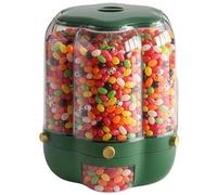 SAYEYBU Distributore Caramelle Girevole 360° per Dolcetti, Distributore Caramelle con 6 Scomparti, Divertente Contenitore Snack con Sistema Pressione, per Riso, Cereali, Snack e Caramelle,A Green,L