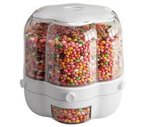 SAYEYBU Distributore Caramelle Girevole 360° per Dolcetti, Distributore Caramelle con 6 Scomparti, Divertente Contenitore Snack con Sistema Pressione, per Riso, Cereali, Snack e Caramelle,Bianca,M