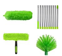 SAYEYBU Kit Spolverino High Duster con Asta Prolunga 60 Cm a 4,2 M, Kit Spolverino con Spazzola per Pulizia Ragnatele e Angoli per Pulizia, Pulitore Spolverino con Testina Lavabile,Verde