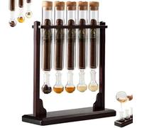 SAYEYBU Kit Umidificatore per Infusione Aromi Sigari, Set Tubi Vetro Infusione Aromi Sigari Fatti Mano con Base Legno e Tappi Ermetici, Espositore Infusione Aromi per Gli Amanti Sigari,Large,1PC