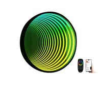 SAYEYBU Lampada Tunnel Multicolore 3D, Luce Specchio LED Infinity con App Intelligente e Telecomando, Luce Sensoriale Infinity per Casa, Scrivania, Soggiorno,Circle,27.6" / 70 cm