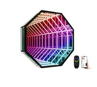 SAYEYBU Lampada Tunnel Multicolore 3D, Luce Specchio LED Infinity con App Intelligente e Telecomando, Luce Sensoriale Infinity per Casa, Scrivania, Soggiorno,Octagon,19.7" / 50 cm