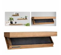 SAYEYBU Mensola a Disegno a Battente con Scompartimento Segreto, Mensola a Soffitto per Parete con Cassetto, Archiviazione Segreta Montata su Parete per Casa & Ufficio,Natural