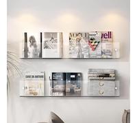 SAYEYBU Mensole Galleggianti in Acrilico Trasparente, Porta Brochure in Acrilico Trasparente, Portariviste Fissato al Muro Dell'ufficio E della Casa, per Sala D'attesa,Clear2pcs,50CM
