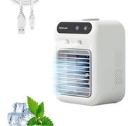 SAYEYBU Mini Condizionatore d'Aria, Condizionatori d'Aria Portatili, Raffrescatore d'Aria Evaporativo E Umidificatore per Camera da Letto, Ufficio, Campeggio, Auto,Bianca