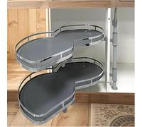 SAYEYBU Mobiletto Angolare Cieco Estraibile con Doppio Ripiano Girevole, Altezza Regolabile, Mobiletto Estraibile con Chiusura Ammortizzata per Riporre Oggetti Casa e Cucina,Pull out Left,800mm