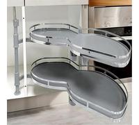 SAYEYBU Organizer Estraibile Mobile Ad Angolo Cieco con Chiusura Ammortizzata, Vassoio Girevole 2 Ripiani, Lazy Susan Ripiano Cieco per Riporre Oggetti Ad Angolo Cucina e Casa,Pull out Right,900mm