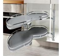 SAYEYBU Organizer Estraibile Mobile Ad Angolo Cieco con Chiusura Ammortizzata, Vassoio Girevole 2 Ripiani, Lazy Susan Ripiano Cieco per Riporre Oggetti Ad Angolo Cucina e Casa,Pull out Left,800mm