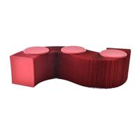 SAYEYBU Panca Nido d'Ape, Sgabello Pieghevole Fisarmonica in Carta Kraft, Poltrona Relax, Poggiapiedi, Sgabello Il Cambio delle Scarpe per Scuola, Cucina, Soggiorno e Sala Pranzo,Rosso,30cm 3 Seater