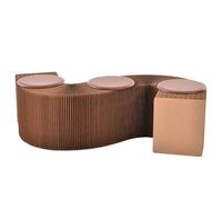 SAYEYBU Panca Nido D'Ape, Sgabello Pieghevole Fisarmonica in Carta Kraft, Poltrona Relax, Poggiapiedi, Sgabello il Cambio Delle Scarpe per Scuola, Cucina, Soggiorno e Sala Pranzo,Marrone,44cm 3 seater