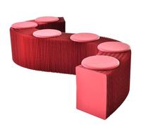 SAYEYBU Panca Nido d'Ape, Sgabello Pieghevole Fisarmonica in Carta Kraft, Poltrona Relax, Poggiapiedi, Sgabello Il Cambio delle Scarpe per Scuola, Cucina, Soggiorno e Sala Pranzo,Rosso,30cm 6 Seater