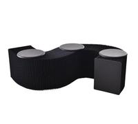 SAYEYBU Panca Nido d'Ape, Sgabello Pieghevole Fisarmonica in Carta Kraft, Poltrona Relax, Poggiapiedi, Sgabello Il Cambio delle Scarpe per Scuola, Cucina, Soggiorno e Sala Pranzo,Nero,30cm 3 Seater