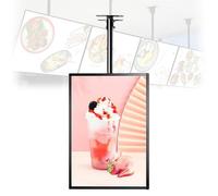 SAYEYBU Pannello Luminoso a LED per Menù A Parete, Pannello Luminoso 3D con Cornice Sottile, Insegna per Ristorante, Caffetteria e Negozio Bevande, con Asta Telescopica,Vertical Version,74 * 43cm