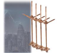 SAYEYBU Parafulmine Staccabile in Ottone con Punta Tripolare, Parafulmine Rimovibile, per Sicurezza Tetti Case, Torri e Serbatoi,4pcs