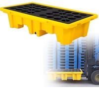 SAYEYBU Piattaforma Contenimento Anti-Perdita, Vassoio Plastica per Fusti Petrolio, Pallet Modulari Antiscivolo, per Soluzione Sicura Gestione e Stoccaggio delle Fuoriuscite,Giallo,(130 * 130 * 15cm)