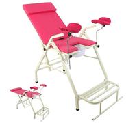 SAYEYBU Poltrona Pieghevole per Visita Ginecologica, Poltrona per Massaggi ed Estetica, Comodino, Poltrona Portatile per Visita Ginecologica, Letto per Degenza Ambulatoriale,Rosa,with footrests