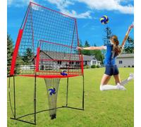 SAYEYBU Rete Allenamento Pallavolo, Rete Rimbalzo Regolabile Pallavolo 3,3x2,4 M, Rete Allenamento Interni Esterni, Attrezzatura Pallavolo Mobile per Allenamento Squadra o Individuale,Rosso