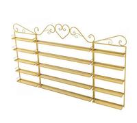 SAYEYBU Scaffale Porta Smalti Metallo a 5 Ripiani Parete, Organizzatore Stile Salone per Smalti, Lucidalabbra e Cosmetici, Mensola Parete per Centri Estetici e Uso Domestico,d'oro