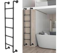 SAYEYBU Scala Pioli Metallo Parete, Scala Fuga per Finestre Seminterrato e Antincendio, Soffitte con Ingresso Alto, Salire su Letti a Castello, Carico Massimo 150 kg,Nero,120cm