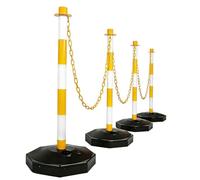 SAYEYBU Set 4 Delineatori Stradali Plastica con Base Riempibile, Barriere Catena 33,5 Pollici, Recinzione Delimitazione, per Controllo della Folla, Cantieri, Parcheggi,Yellow/White