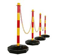 SAYEYBU Set 4 Delineatori Stradali Plastica con Base Riempibile, Barriere Catena 33,5 Pollici, Recinzione Delimitazione, per Controllo della Folla, Cantieri, Parcheggi,Red//Yellow