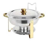 SAYEYBU Set Chafing Dish Rotondi 4,5L, Scaldavivande Bagnomaria Acciaio Inox, Contenitore Scaldavivande per Buffet, Chafing Dish per Zuppe, per Ristoranti Catering Feste Matrimoni,B with Hook,4.5L