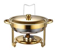 SAYEYBU Set Chafing Dish Rotondi 4,5L, Scaldavivande Bagnomaria Acciaio Inox, Contenitore Scaldavivande per Buffet, Chafing Dish per Zuppe, per Ristoranti Catering Feste Matrimoni,C with Hook,6L