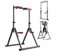 SAYEYBU Stazione Dip Pieghevole, Attrezzatura Fitness Supporto Libero, Barra Trazioni per Allenamento Forza in Palestra, 325 kg, Altezza Regolabile, Gambe Triangolari Multifunzionali,Nero