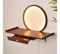 SAYEYBU Supporto Parete per Statua Buddha con Luce LED, Tavolo Scomparsa bambù Offerte e Preghiere per Soggiorno, Mensola-Altare a Parete per Offerte Incenso,Rosewood Color,50X25CM