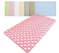 SAYEYBU Tappetino Doccia Antiscivolo Bifacciale, Tappetino Box Doccia con Ventose e Fori Scarico più Grandi, Design Antiscivolo, per Vasca Bagno, Pavimento, Piastrelle,Rosa,120 * 80cm