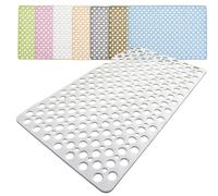 SAYEYBU Tappetino Doccia Antiscivolo Bifacciale, Tappetino Box Doccia con Ventose e Fori Scarico più Grandi, Design Antiscivolo, per Vasca Bagno, Pavimento, Piastrelle,Bianca,120 * 80cm