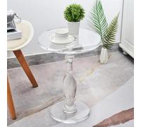 SAYEYBU Tavolino Acrilico, Comodino Acrilico Trasparente, Scrivania Rotonda, Salvaspazio con Piccolo Piano Rotondo Trasparente, Montante Solido per Soggiorno, Camera Letto, Ingresso,50 * 60cm