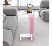 SAYEYBU Tavolino caffè in Acrilico a Forma C con Design Colorblock, Tavolino Trasparente, Decorativo Moderno, per Soggiorno, Camera Letto, Balcone, Patio e Ufficio,Rosa,Large