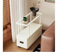 SAYEYBU Tavolino Laterale con Rotelle e Cassetto, Tavolino Portatile con 4 Ruote, Tavolino caffè Versatile, Comodino, Piano in Vetro per Soggiorno, Casa, Ufficio, Appartamento,White a,60 * 20 * 60cm