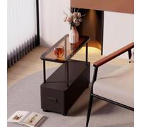 SAYEYBU Tavolino Laterale Mobile, Comodini con Ruote Girevoli a 360°, Comodino Aperto, Carrello Portaoggetti Moderno per Soggiorno, Ufficio, Casa, Appartamento,Black b,60 * 20 * 40cm