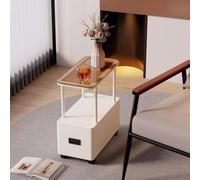 SAYEYBU Tavolino Laterale Mobile, Comodini con Ruote Girevoli a 360°, Comodino Aperto, Carrello Portaoggetti Moderno per Soggiorno, Ufficio, Casa, Appartamento,White b,60 * 20 * 80cm