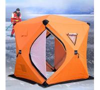 SAYEYBU Tenda Pop-Up per Pesca sul Ghiaccio, Rifugio Portatile Stile Hub per 3-4 Persone, Tessuto Oxford Impermeabile, Include Ancore, Corde e Borsa per Trasporto,Orange