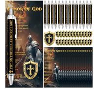 Sayglossy 200 pezzi Armatura di Dio regali Bulk, include penna a sfera nera versi della Bibbia e segnalibro ispiratore, spille, sacchetti di opp, regali religiosi cristiani per uomini, pastore chiesa