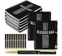 Sayglossy Set di 15 set di quaderni cristiani per gli uomini Bulk Blessed Dad Notebook e penna Set nero Christian Spiral Notebook Bibbia Versi Penna di bambù retrattile per papà Pastori Festa del papà