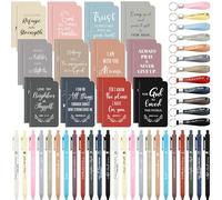 Sayglossy Set di 72 pezzi di regali biblici cristiani, quaderni religiosi, penne a sfera, versi della Bibbia, portachiavi, regali per chiesa (pastello)
