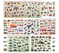 SAYHALO Adesivi per Bambini, 296 Adesivi 3D Stickers per Puffy per Regali Gratificanti Scrapbooking Inclusi Animali, Automobili, Dinosauri (8 Fogli)