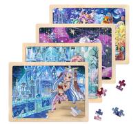SAYHALO Puzzle Principesse, Collezione 4 in a Box, Idea Regalo per Bambini 3+ Anni, Gioco Educativo e Stimolante, 4 Puzzle 60 Pezzi, 23x30 cm