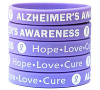 SayitBands 5 braccialetti in silicone per la consapevolezza dell'Alzheimer, viola, taglia unica, in silicone, senza pietre preziose, Misura unica, Silicone, Nessuna pietra preziosa