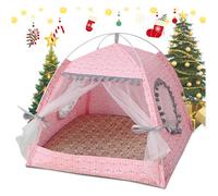 Saymequeen Tenda da interni per gatti e principesse per animali domestici e cani con grazioso motivo floreale, tenda portatile per cani (M: 38 x 38 x 36 cm, rosa floreale)