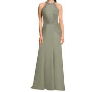 SAYNO Abito da sposa in pizzo con applique per madre della sposa abiti da ballo di fine anno pieghe abiti da cocktail taglie forti, Verde salvia, 50