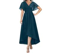 SAYNO Abito da sposa in pizzo con applique per madre della sposa abiti da ballo di fine anno pieghe abiti da cocktail taglie forti, Foglia di t, 50